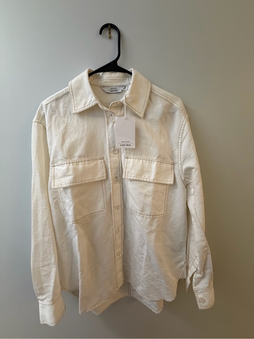 & Other Stories Cream Button-Front Pocket Shirt
